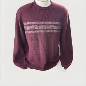 Michael Bastian Size L Maroon Textured Wool Blend Sweater Soft